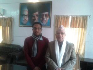 Gopal Bhandari with Former PM Madhav Kumar Nepal